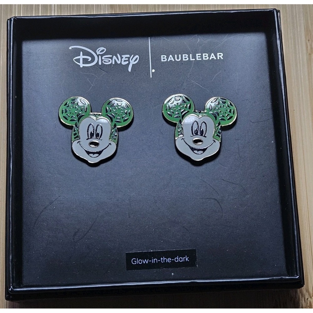 Baublebar Earrings Disney Halloween Glow in the Dark Spiderweb Mickey Mouse - Picture 2 of 3